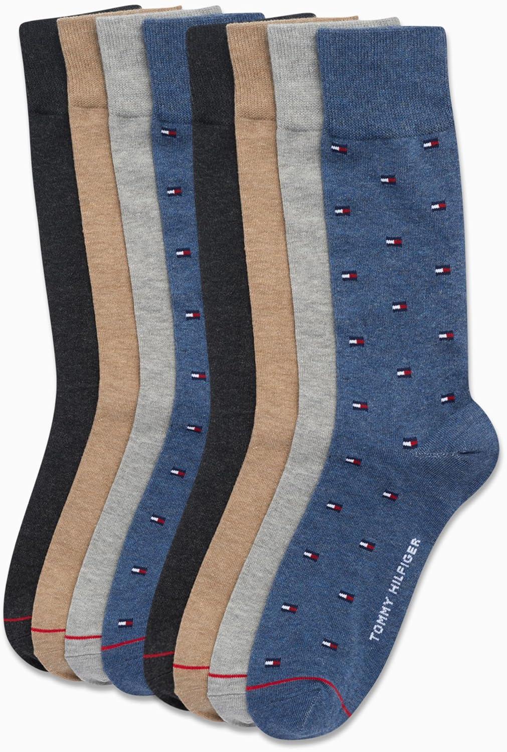 imageTommy Hilfiger Mens Dress Socks 8 Pack Lightweight Everyday Crew Work Socks for Men for Casual and Formal WearDenim
