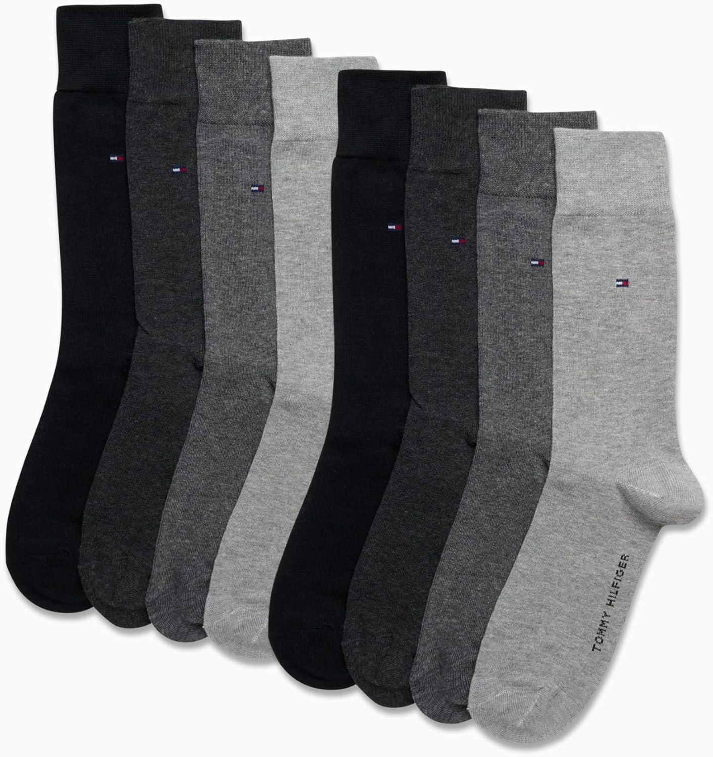 imageTommy Hilfiger Mens Dress Socks 8 Pack Lightweight Everyday Crew Work Socks for Men for Casual and Formal WearGrey Assorted