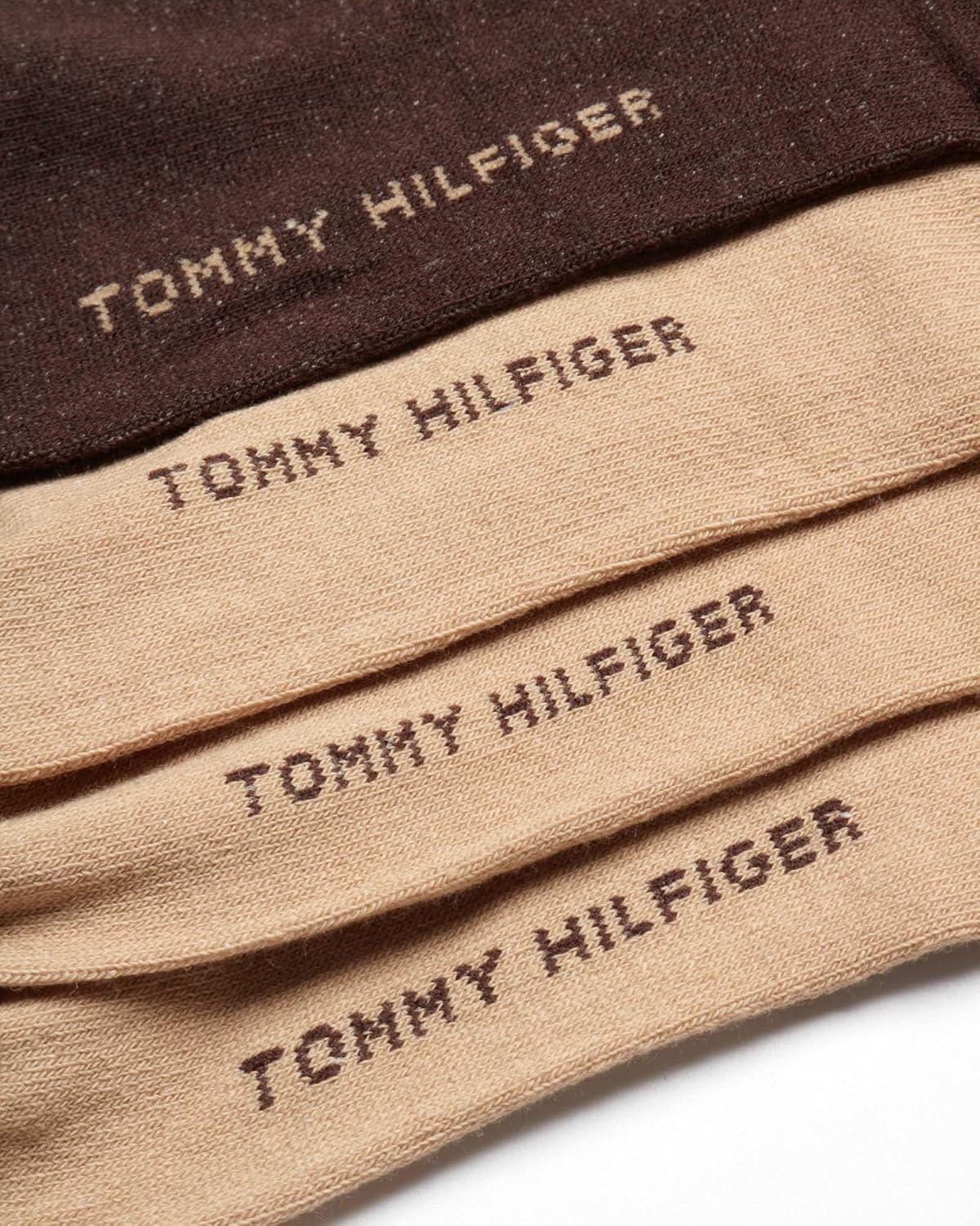 imageTommy Hilfiger Mens Dress Socks 8 Pack Lightweight Everyday Crew Work Socks for Men for Casual and Formal WearTan Assorted