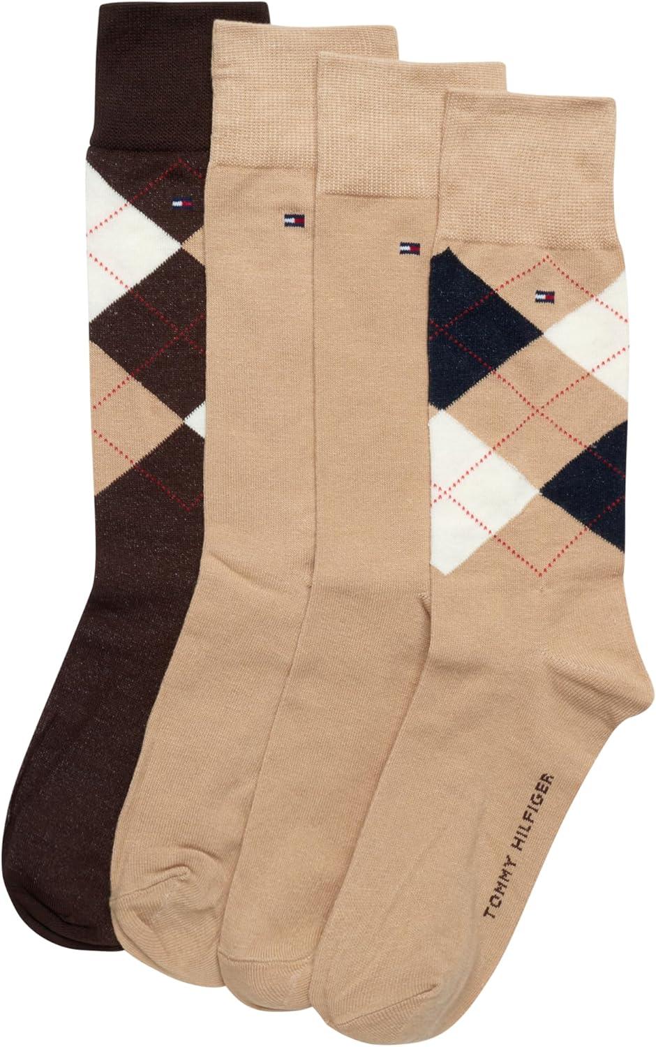 imageTommy Hilfiger Mens Dress Socks 8 Pack Lightweight Everyday Crew Work Socks for Men for Casual and Formal WearTan Assorted