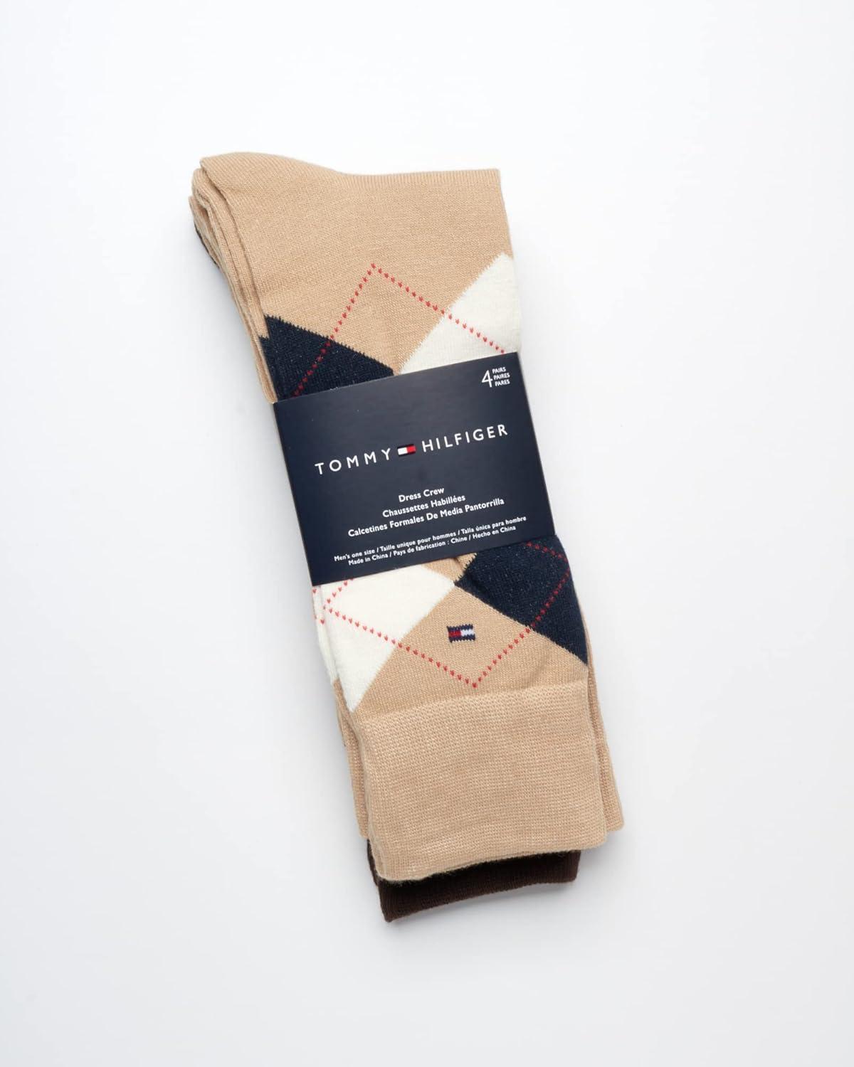 imageTommy Hilfiger Mens Dress Socks 8 Pack Lightweight Everyday Crew Work Socks for Men for Casual and Formal WearTan Assorted