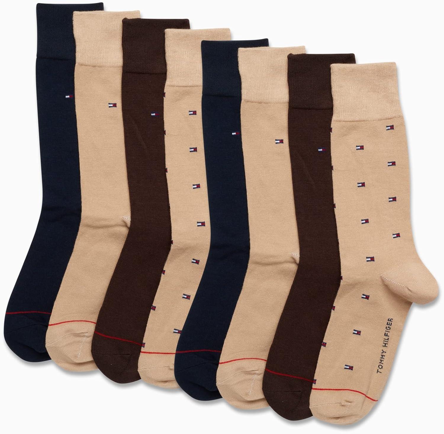 imageTommy Hilfiger Mens Dress Socks 8PackTan Multi