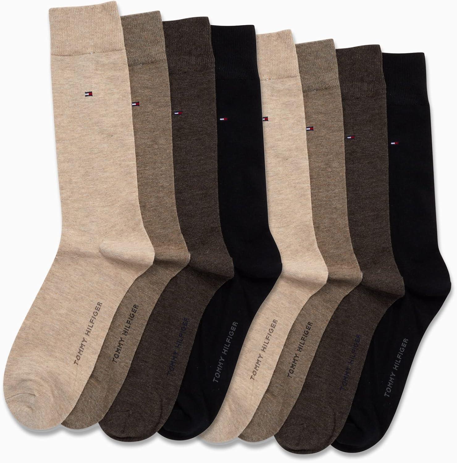 imageTommy Hilfiger Mens Dress Socks 8PackTaupe Heather Assorted
