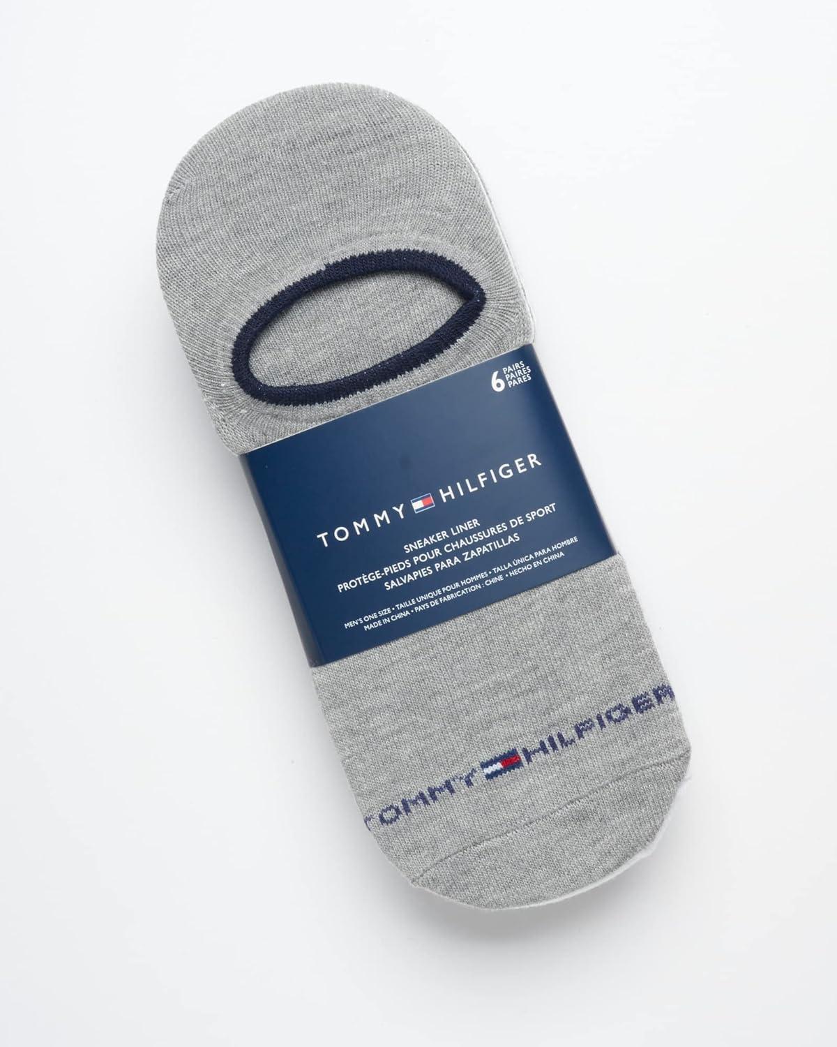 imageTommy Hilfiger Mens No Show Socks 6 Pack Cotton Blend Stretch Soft Cushioned Casual Athletic Sports Liners Low Cut SocksGrey Assorted