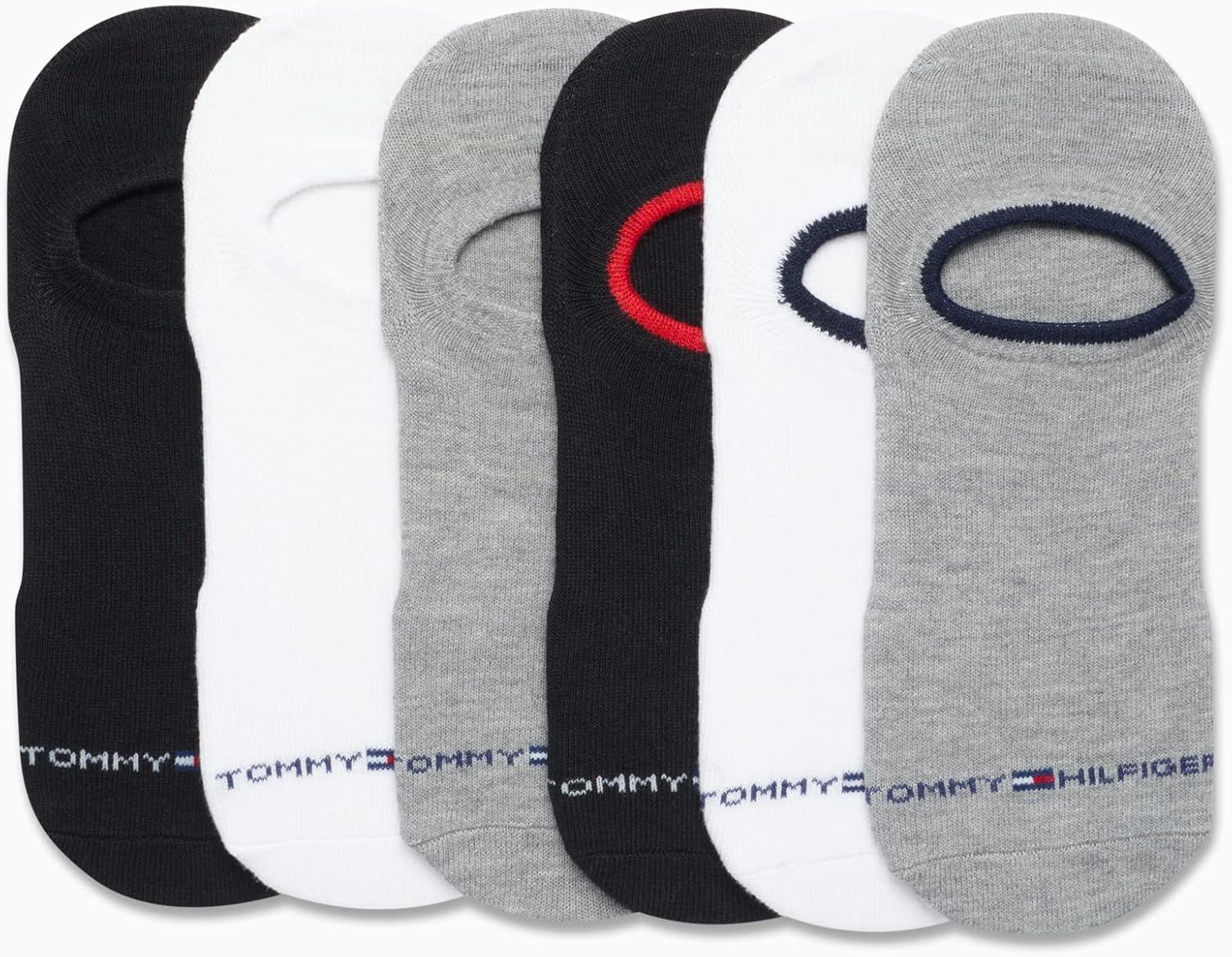 imageTommy Hilfiger Mens No Show Socks 6 Pack Cotton Blend Stretch Soft Cushioned Casual Athletic Sports Liners Low Cut SocksGrey Assorted