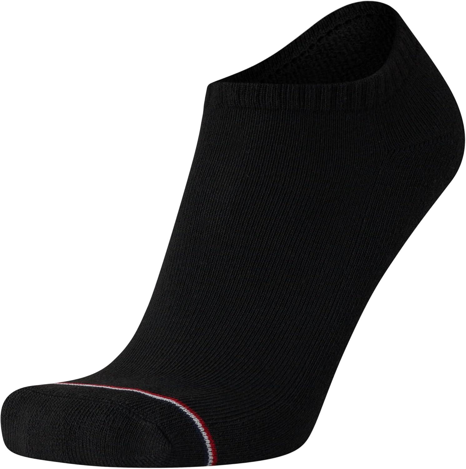 imageTommy Hilfiger Mens No Show Socks 6 Pack Lightweight Performance Stretch Athletic Invisible Shoe Socks Liners for MenBlack Solid