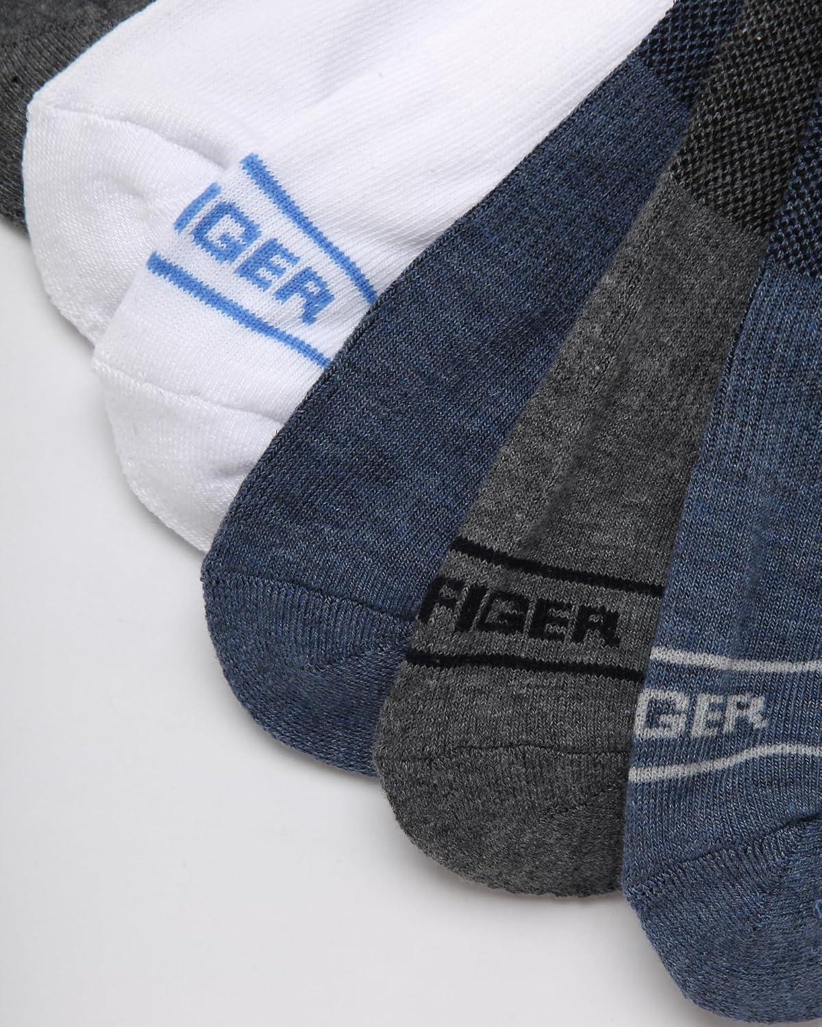 imageTommy Hilfiger Mens No Show Socks 6 Pack Lightweight Performance Stretch Athletic Invisible Shoe Socks Liners for MenDenim Heather Assorted