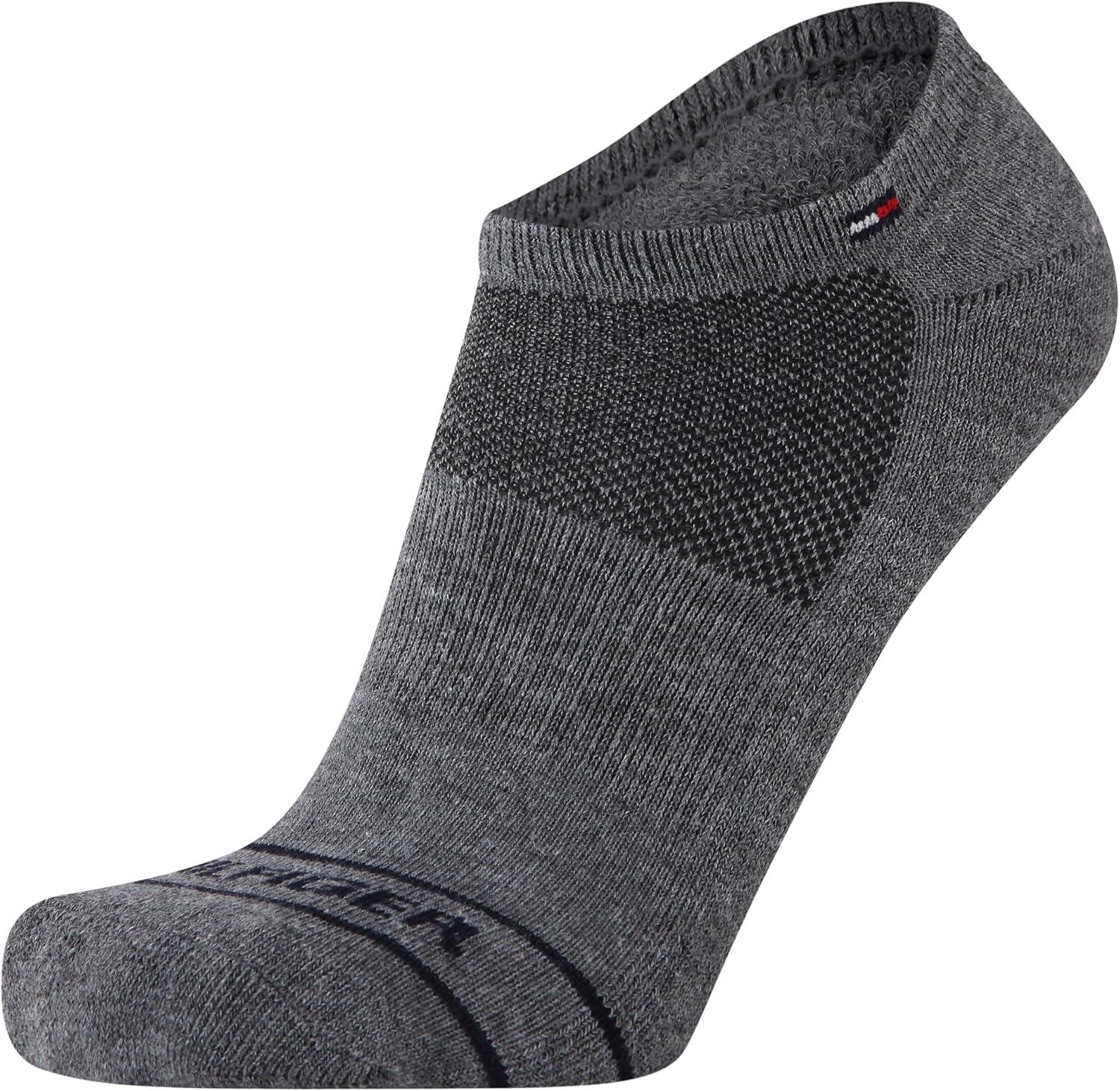 imageTommy Hilfiger Mens No Show Socks 6 Pack Lightweight Performance Stretch Athletic Invisible Shoe Socks Liners for MenDenim Heather Assorted