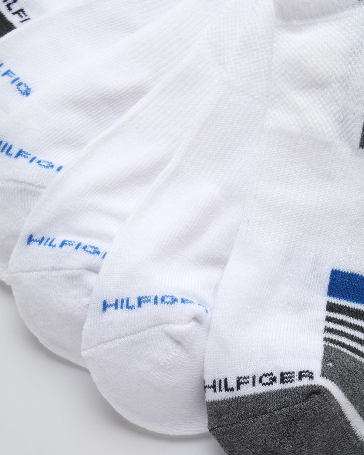 imageTommy Hilfiger Mens No Show Socks 6 Pack Lightweight Performance Stretch Athletic Invisible Shoe Socks Liners for MenWhite Multi