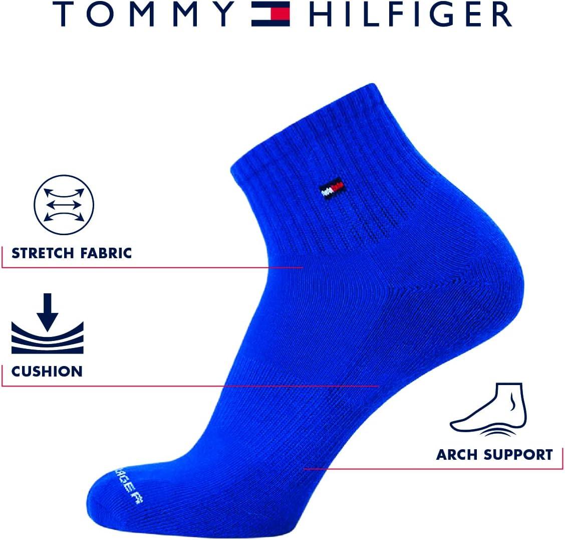 imageTommy Hilfiger Mens Quarter Socks 6 Pack Athletic Performance Stretch Moisture Wicking Cushioned Ankle Socks for MenAssorted