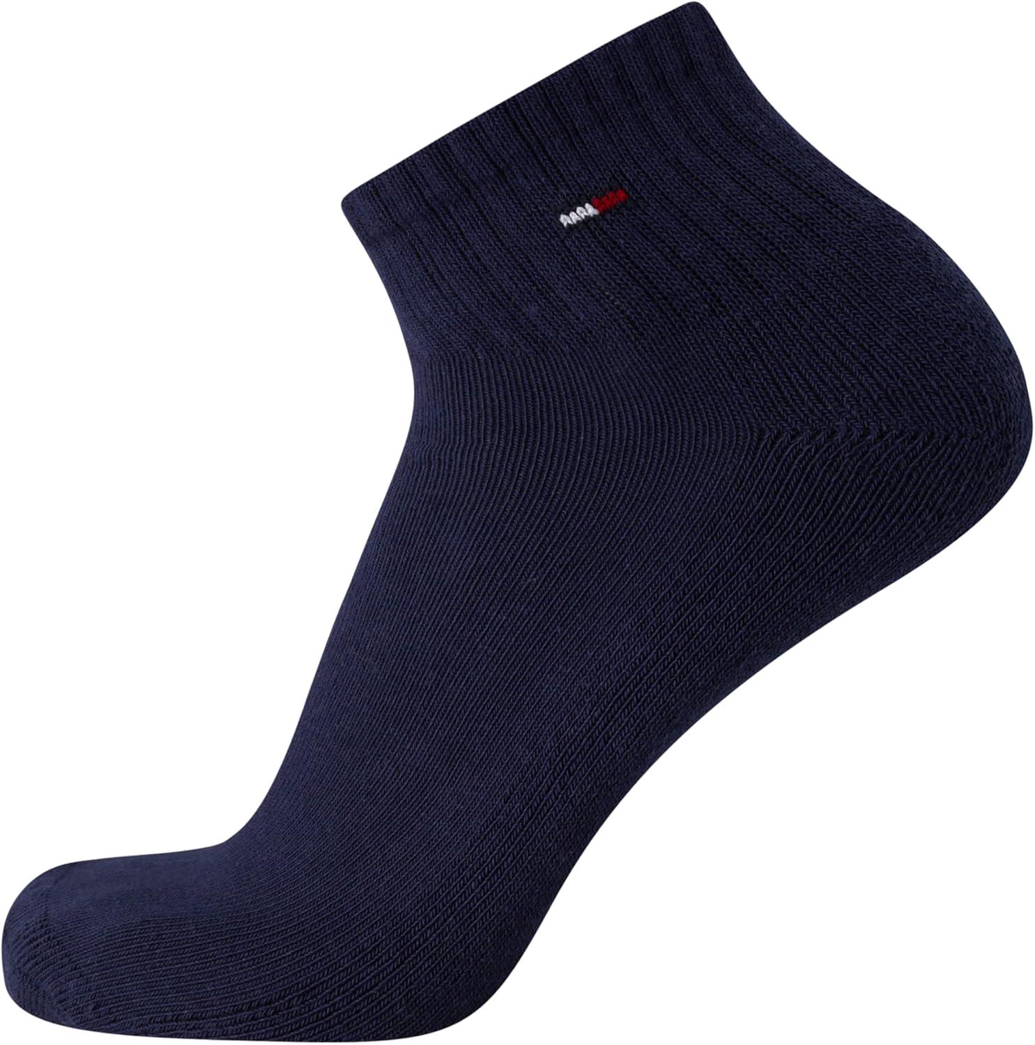 imageTommy Hilfiger Mens Quarter Socks 6 Pack Athletic Performance Stretch Moisture Wicking Cushioned Ankle Socks for MenNavy Multi