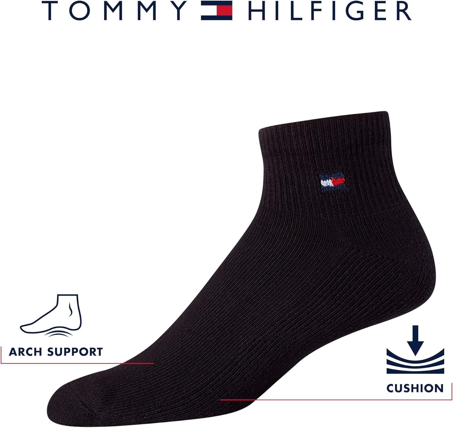 imageTommy Hilfiger Mens Quarter Socks 6 Pack Soft Cushioned Athletic Performance Ankle Socks for Men with Arch SupportAll White