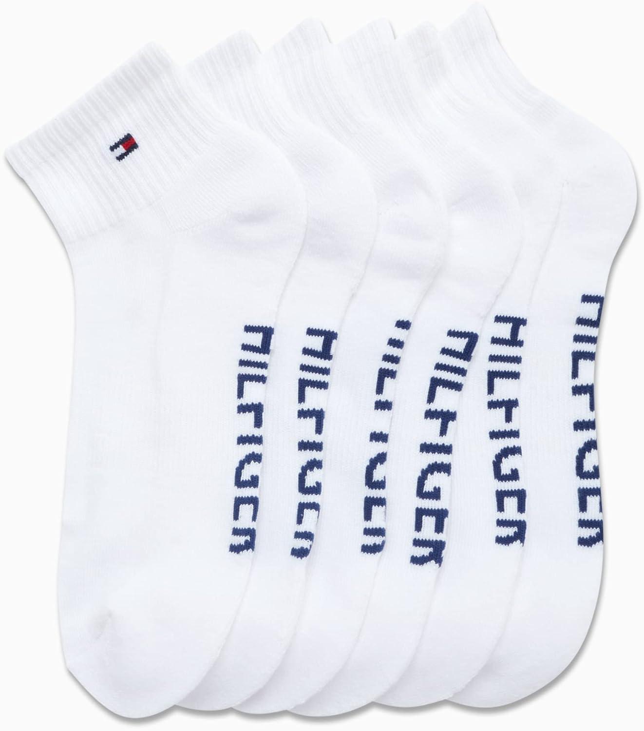 imageTommy Hilfiger Mens Quarter Socks 6 Pack Soft Cushioned Athletic Performance Ankle Socks for Men with Arch SupportAll White