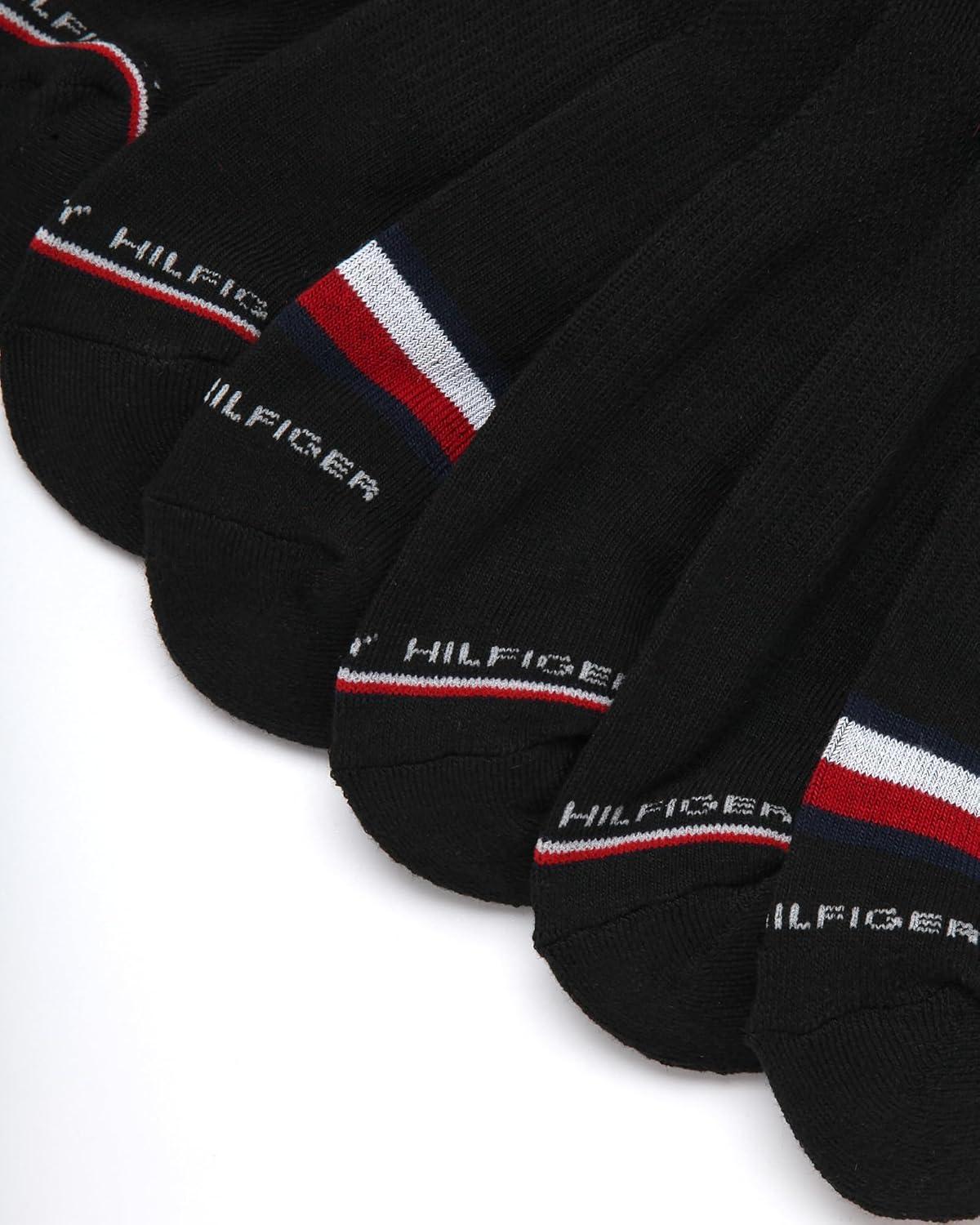imageTommy Hilfiger Mens Quarter Socks 6 Pack Soft Cushioned Athletic Performance Ankle Socks for Men with Arch SupportCoal Black