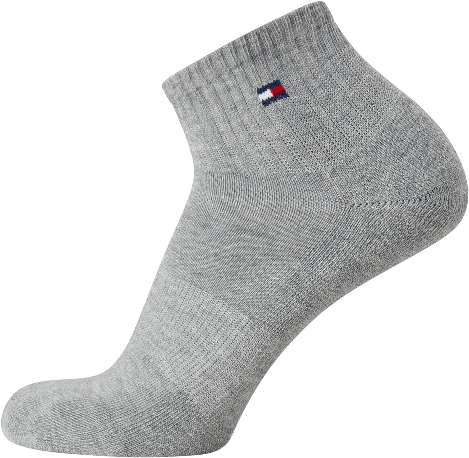 imageTommy Hilfiger Mens Quarter Socks 6 Pack Soft Cushioned Athletic Performance Ankle Socks for Men with Arch SupportGreyWhiteBlack