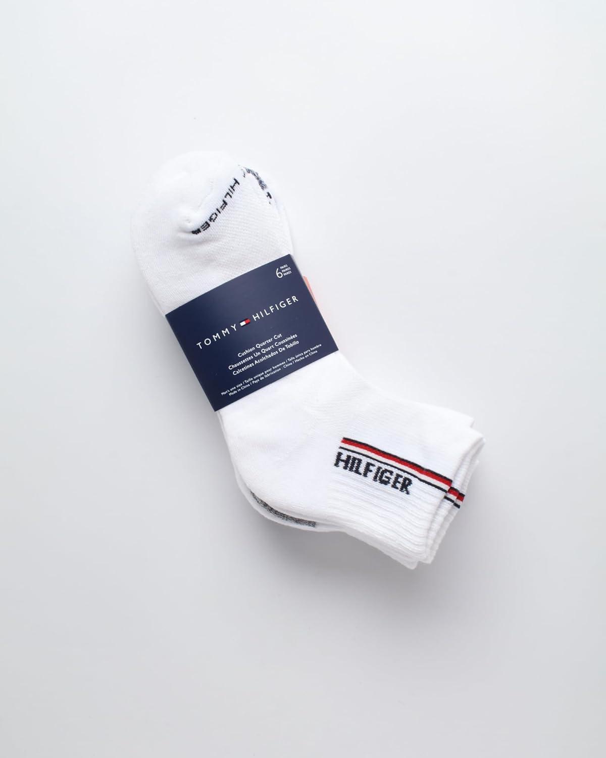 imageTommy Hilfiger Mens Quarter Socks 6 Pack Soft Cushioned Athletic Performance Ankle Socks for Men with Arch SupportWhite Assorted