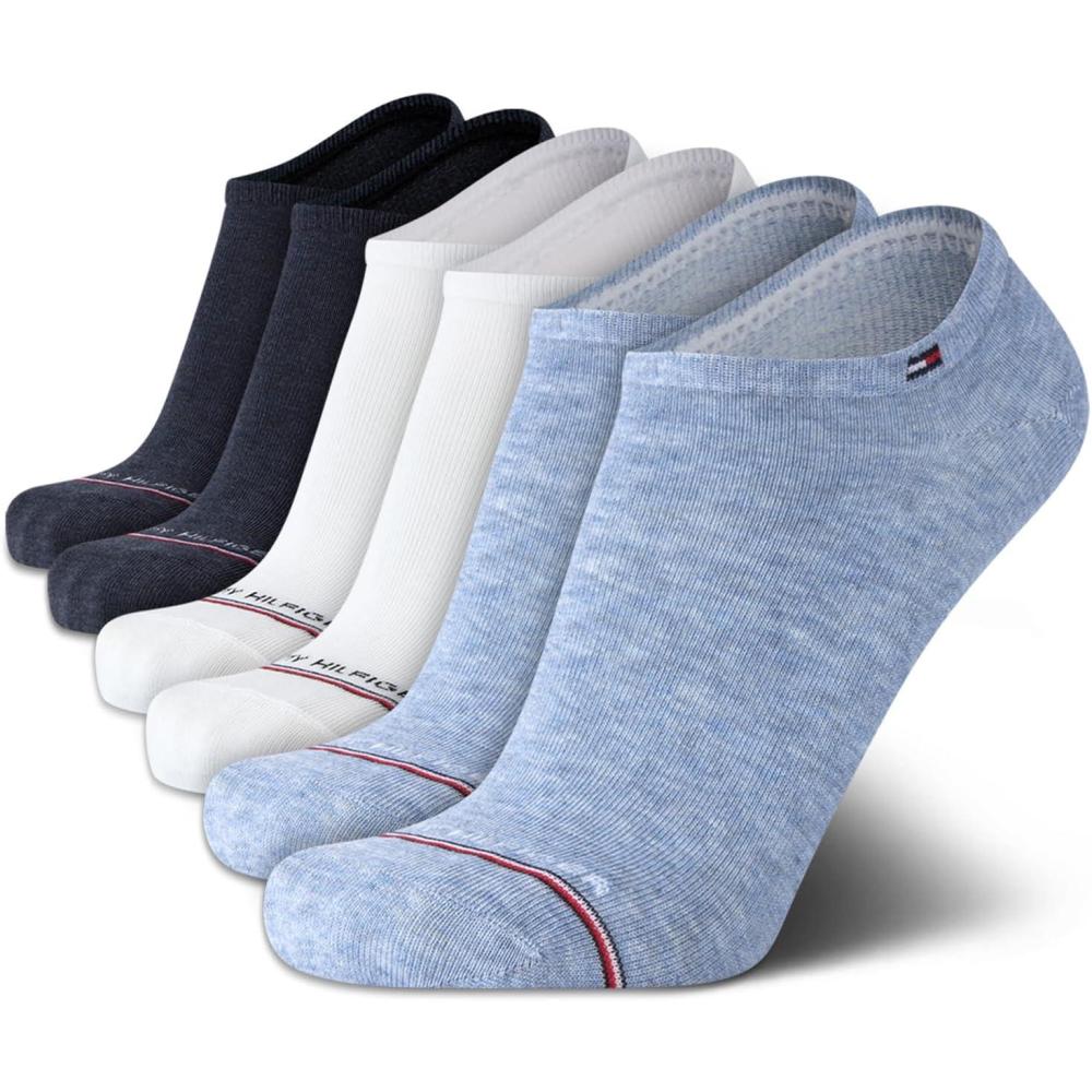 imageTommy Hilfiger Mens Ankle Socks 5 Pack6 Pack Cotton Blend Moisture Wicking Low Cut Mens Athletic Socks with Arch SupportBlue 6pk
