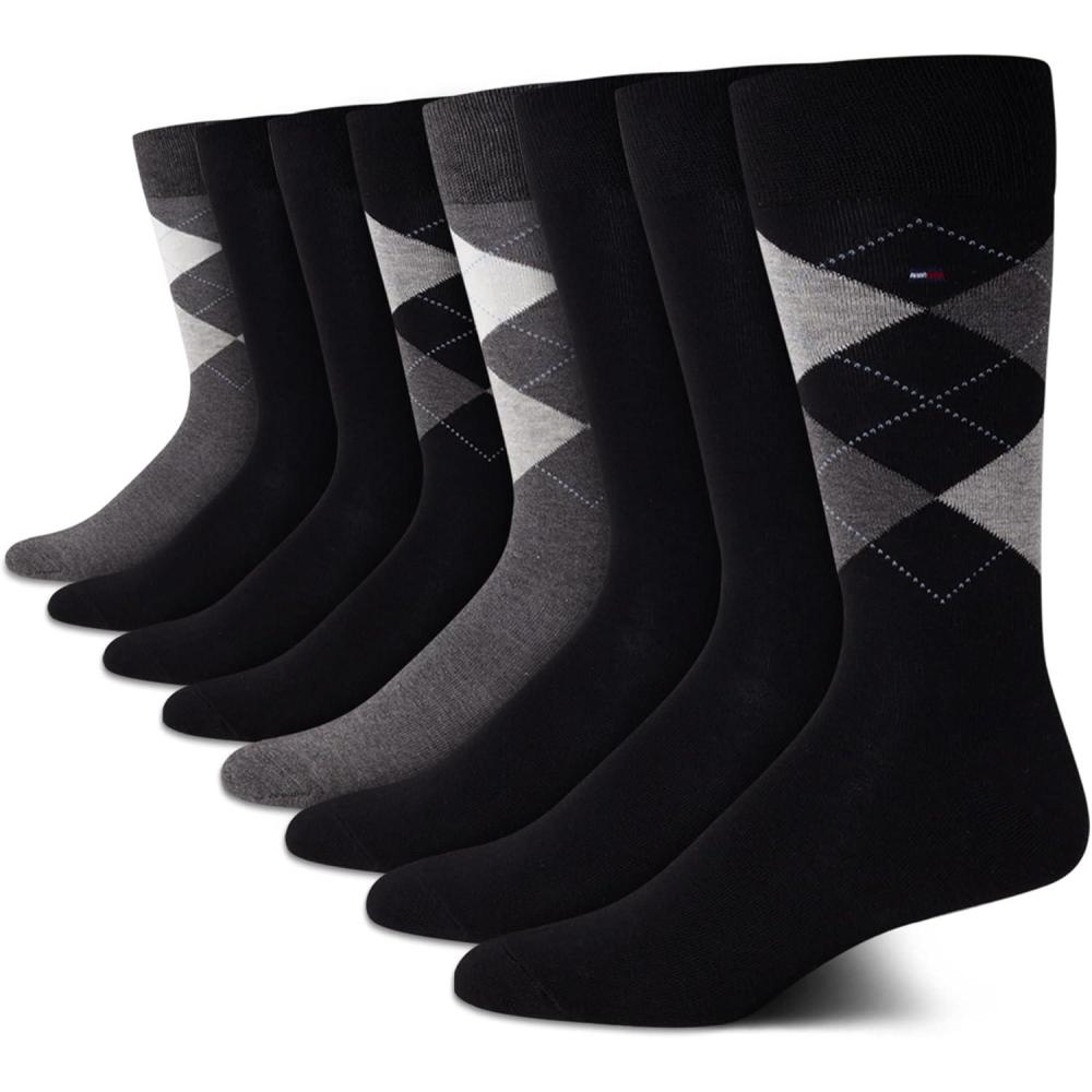 imageTommy Hilfiger Mens Dress Socks 8PackBlack Assorted