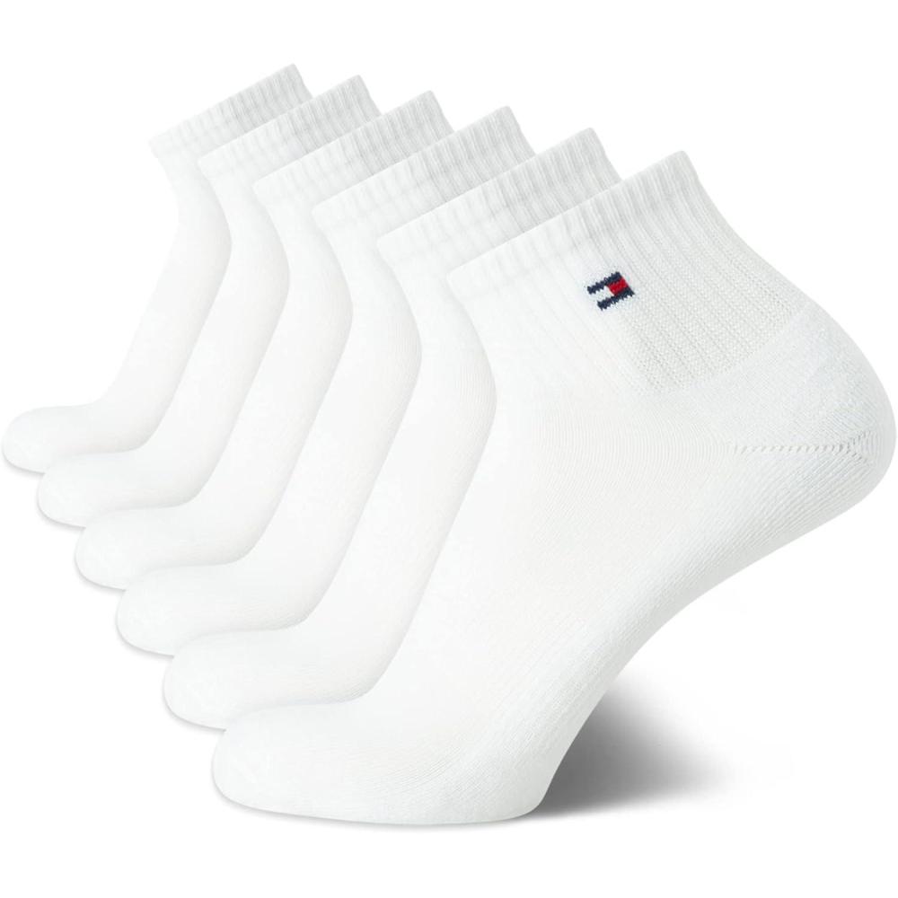 imageTommy Hilfiger Mens Quarter Socks 6 Pack Soft Cushioned Athletic Performance Ankle Socks for Men with Arch SupportAll White