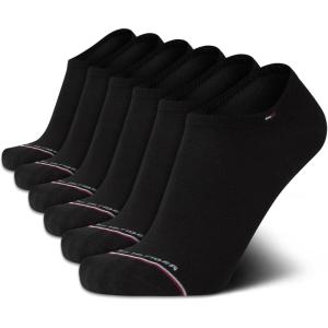 Tommy Hilfiger Mens Ankle Socks – 5 Pack/6 Pack Cotton Blend Moisture Wicking Low Cut Mens Athletic Socks with Arch Support(Black Stripe (6pk))
