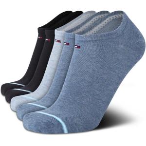 Tommy Hilfiger Mens Ankle Socks – 5 Pack/6 Pack Cotton Blend Moisture Wicking Low Cut Mens Athletic Socks with Arch Support(Blue Assorted (5pk))