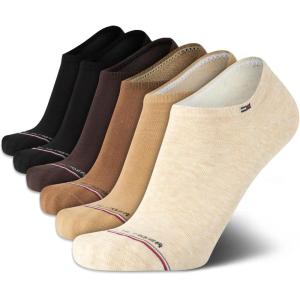 Tommy Hilfiger Mens Ankle Socks – 5 Pack/6 Pack Cotton Blend Moisture Wicking Low Cut Mens Athletic Socks with Arch Support(Brown Multi (6pk))