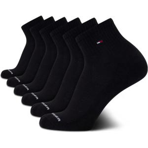 Tommy Hilfiger Men’s Breathable Cushioned Quarter Socks – 6 Pack(Black)