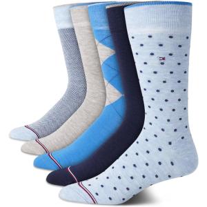 Tommy Hilfiger Mens Dress Socks – 5 Pack Lightweight Patterned Everyday Long Work Socks for Men for Casual & Formal Wear(Blue Dot)