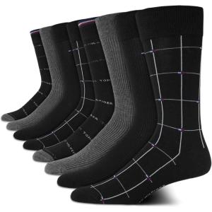 Tommy Hilfiger Mens Dress Socks – 8 Pack Lightweight Everyday Crew Work Socks for Men for Casual and Formal Wear(Black/Grey)