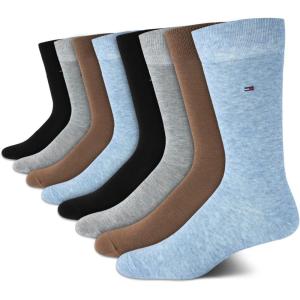 Tommy Hilfiger Mens Dress Socks – 8 Pack Lightweight Everyday Crew Work Socks for Men for Casual and Formal Wear(Blue/Brown/Black)