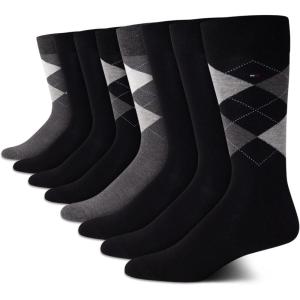 Tommy Hilfiger Men’s Dress Socks (8-Pack)(Black Assorted)