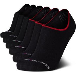 Tommy Hilfiger Mens No Show Socks – 6 Pack Cotton Blend Stretch Soft Cushioned Casual Athletic Sports Liners Low Cut Socks(Black)