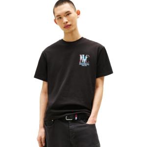 Tommy Jeans Men’s Short Sleeve Cotton Graphic T-Shirts with Vintage Design(Black)