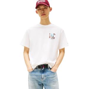 Tommy Jeans Men’s Short Sleeve Cotton Graphic T-Shirts with Vintage Design(Ecru)