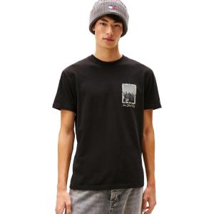 Tommy Jeans Men’s Short Sleeve Cotton T-Shirts with Printed Photo Back Graphic(Black)