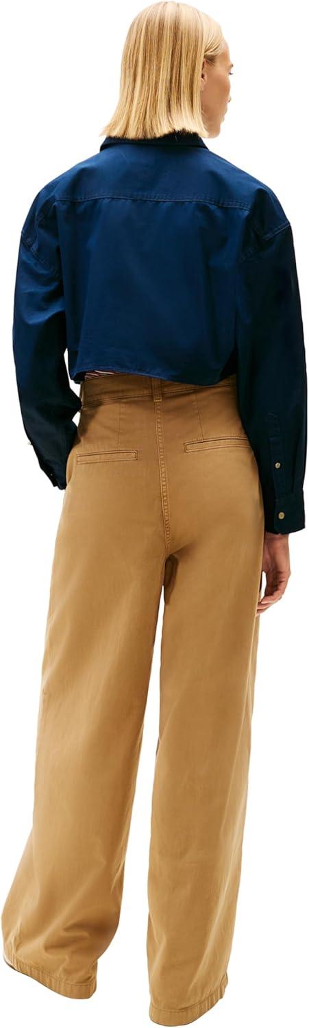 imageTommy Jeans Womens Long Sleeve Cotton Cropped Utility Shirt with Embroidered Flag LogoDark Night Navy