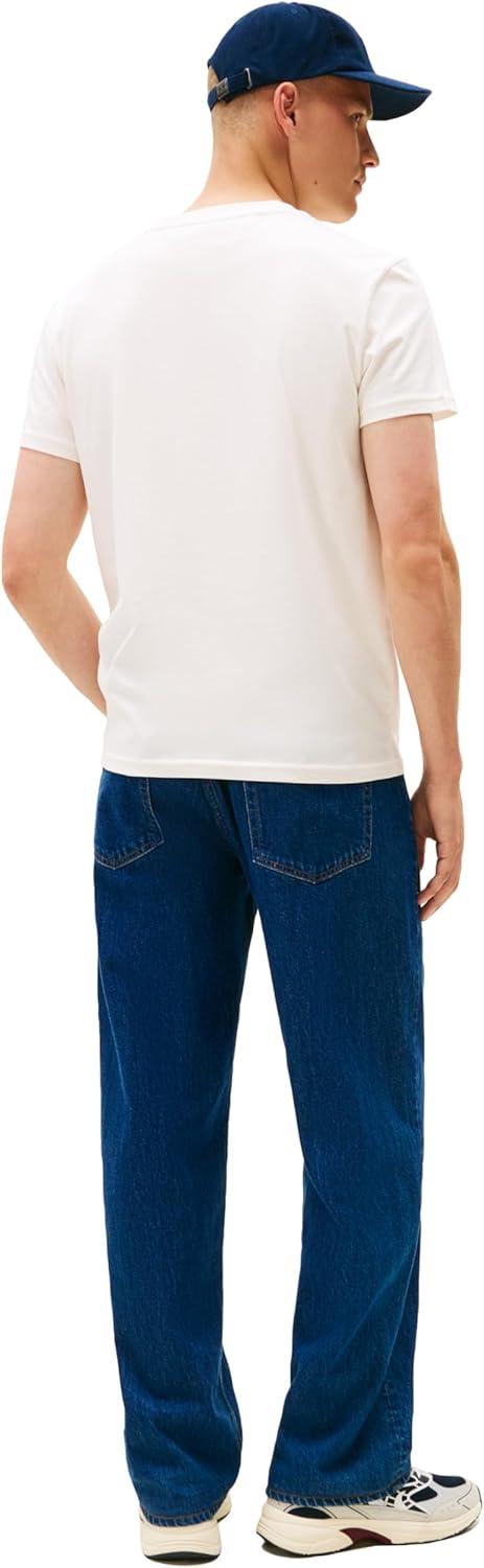 imageTommy Jeans Mens Short Sleeve Cotton Graphic TShirts with Big Flag Logo DesignAncient White
