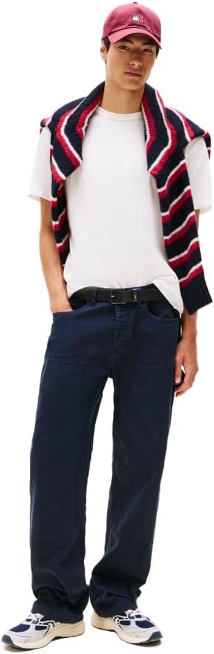 imageTommy Jeans Mens Short Sleeve Cotton TShirts with Printed Crest LogoEcru