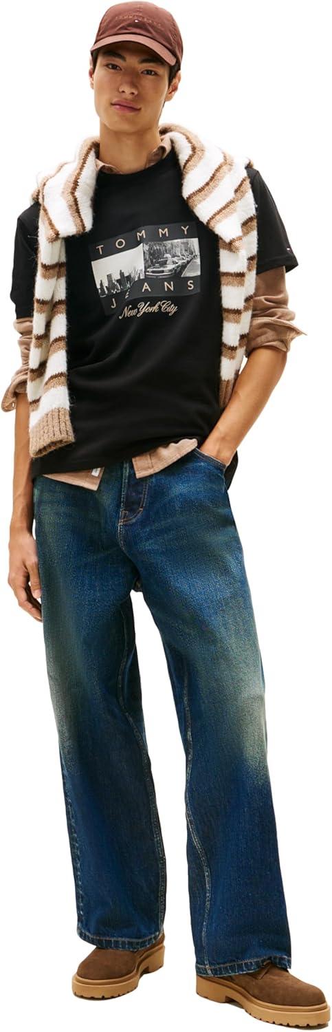 imageTommy Jeans Mens Short Sleeve Cotton TShirts with Printed Photo GraphicBlack