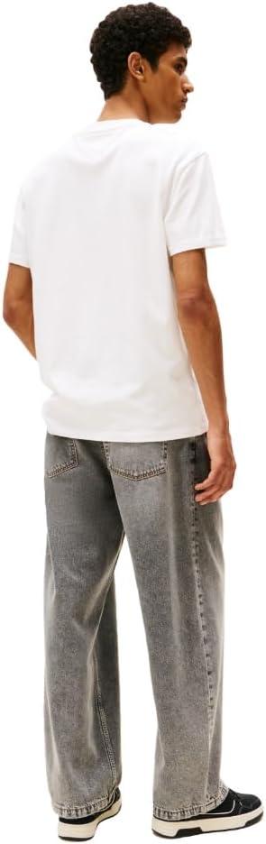 imageTommy Jeans Mens Short Sleeve Cotton TShirts with Printed Photo GraphicEcru