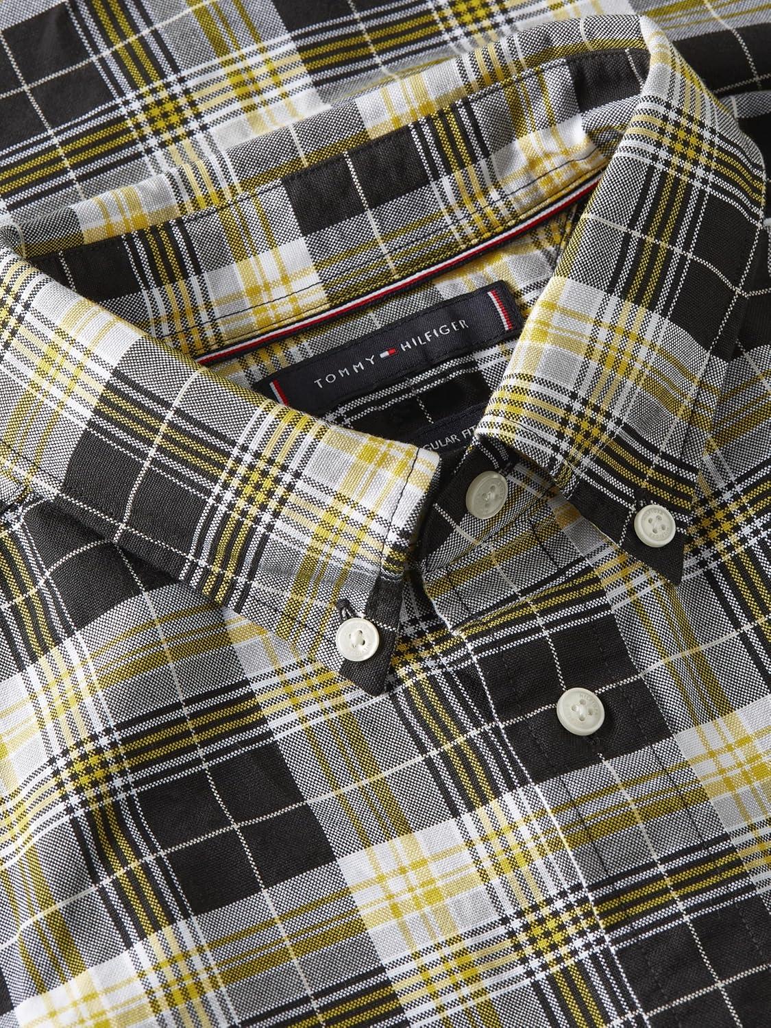 imageTommy Hilfiger Mens Heritage Oxford Solid Regular Long Sleeve ShirtsBlack Plaid