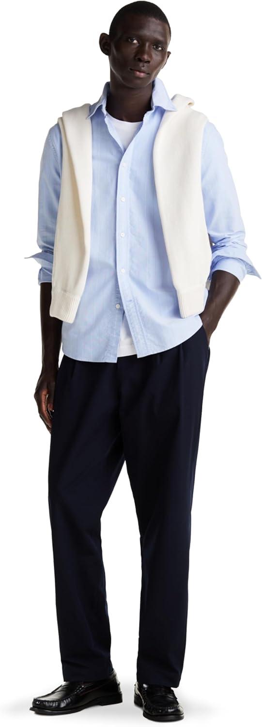 imageTommy Hilfiger Mens Heritage Oxford Solid Regular Long Sleeve ShirtsBlue Spell Multi