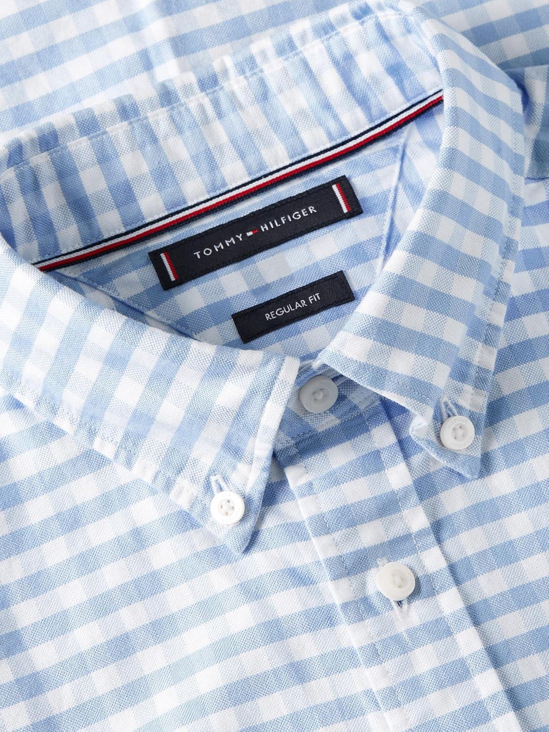 imageTommy Hilfiger Mens Heritage Oxford Solid Regular Long Sleeve ShirtsCloudy Blue Check