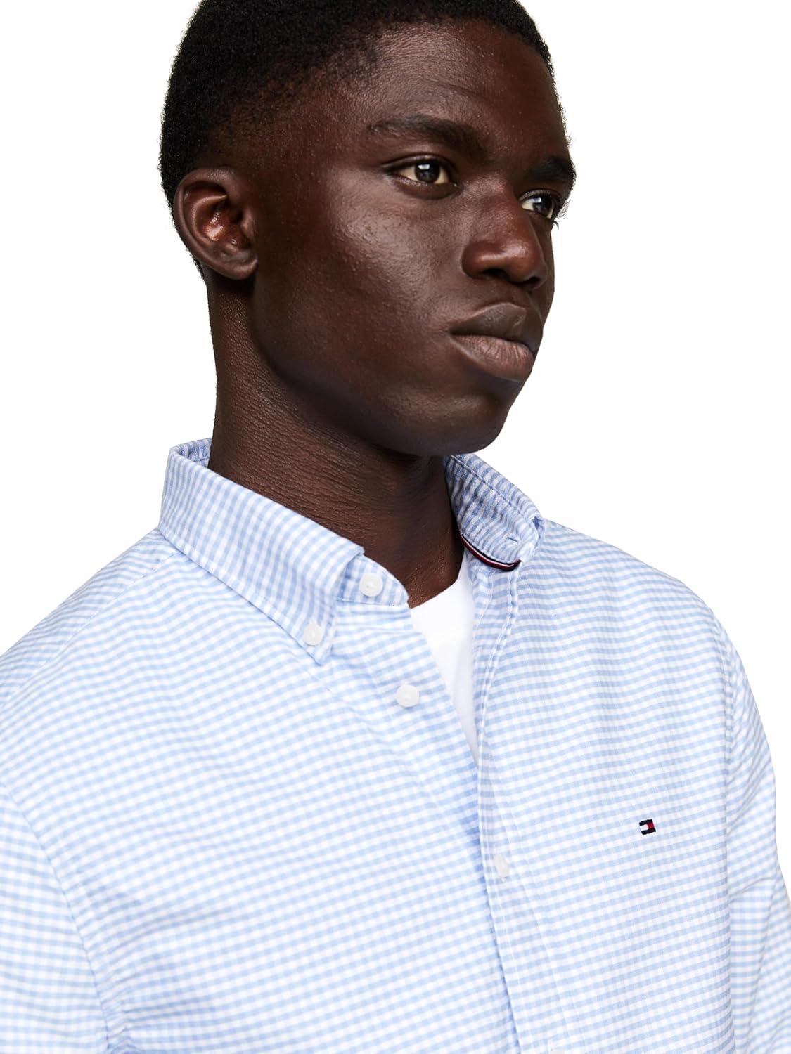 imageTommy Hilfiger Mens Heritage Oxford Solid Regular Long Sleeve ShirtsCloudy Blue White