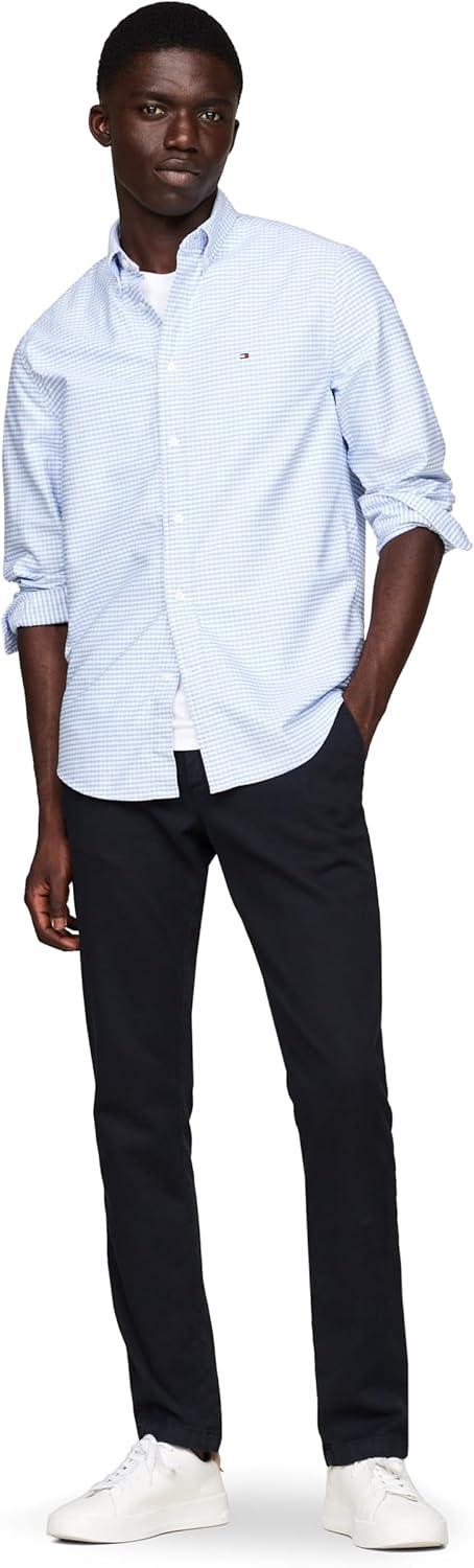 imageTommy Hilfiger Mens Heritage Oxford Solid Regular Long Sleeve ShirtsCloudy Blue White