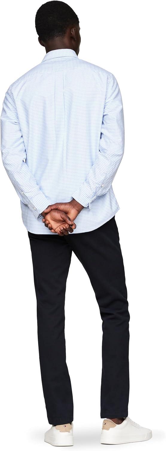 imageTommy Hilfiger Mens Heritage Oxford Solid Regular Long Sleeve ShirtsCloudy Blue White