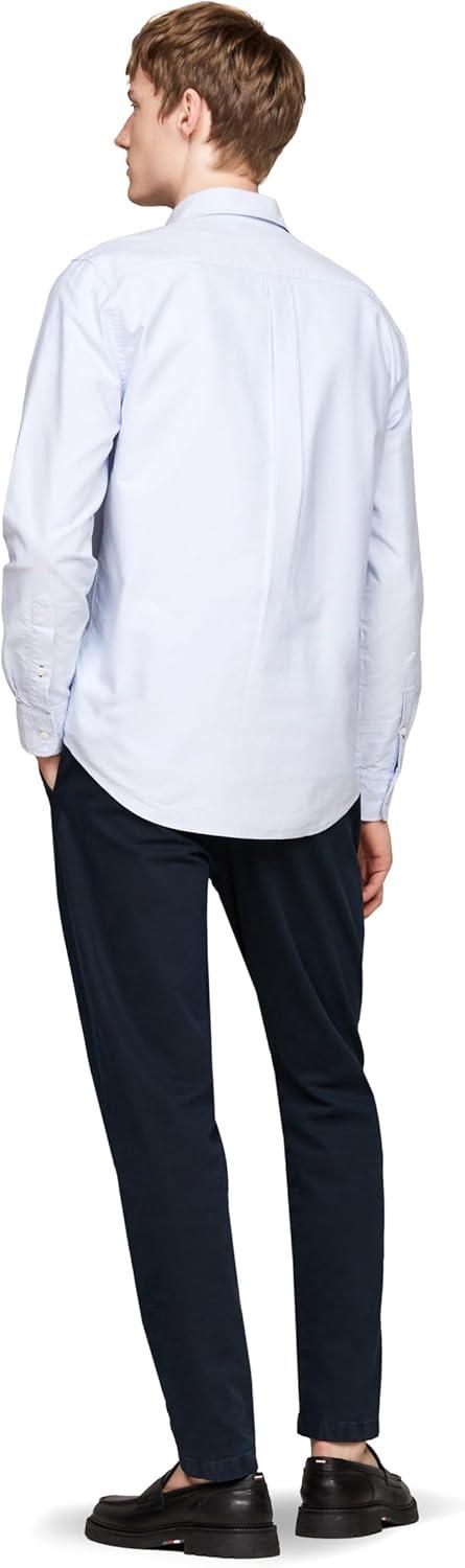 imageTommy Hilfiger Mens Heritage Oxford Solid Regular Long Sleeve ShirtsCloudy Blue