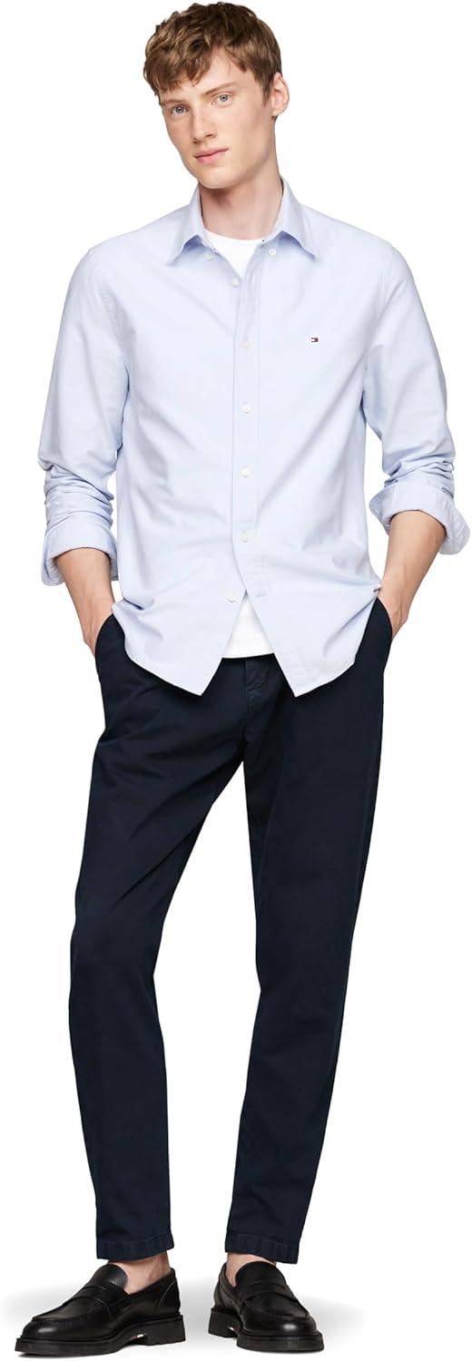 imageTommy Hilfiger Mens Heritage Oxford Solid Regular Long Sleeve ShirtsCloudy Blue