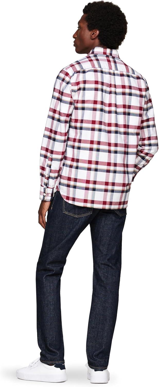imageTommy Hilfiger Mens Heritage Oxford Solid Regular Long Sleeve ShirtsDeep Rouge Multi