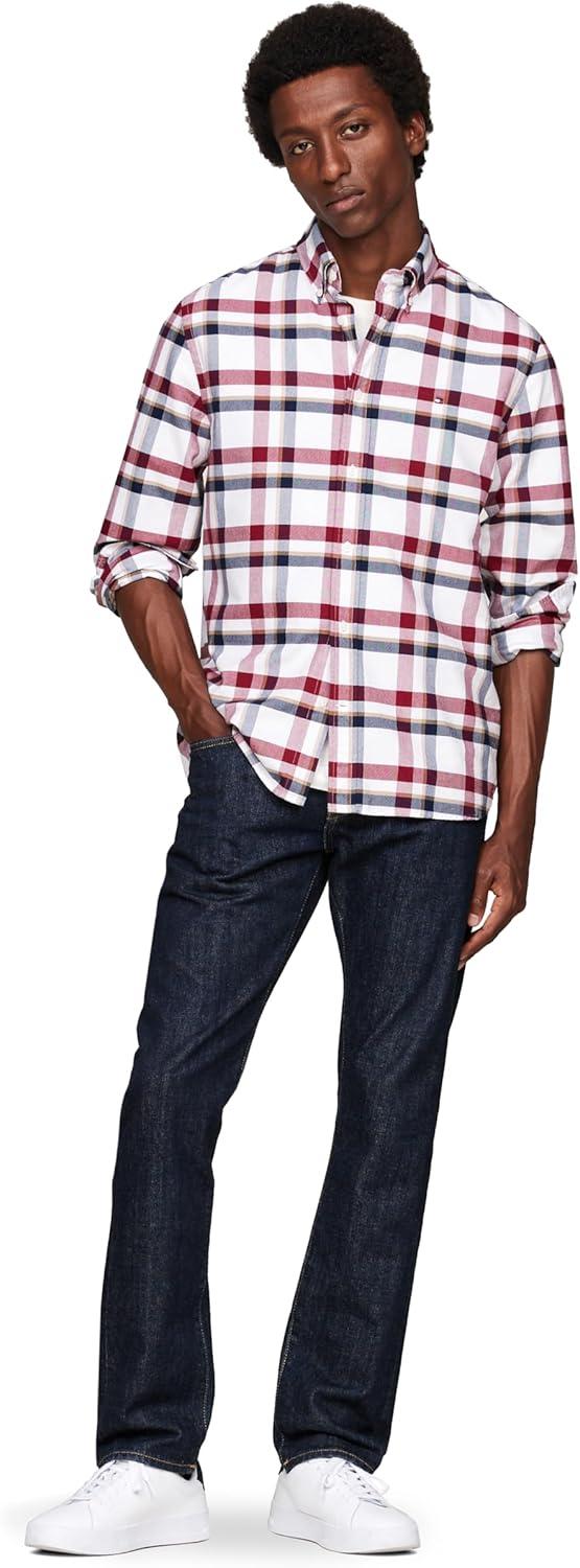 imageTommy Hilfiger Mens Heritage Oxford Solid Regular Long Sleeve ShirtsDeep Rouge Multi